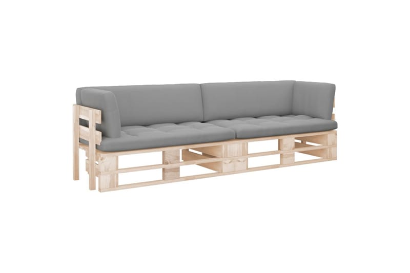 Pallsoffa Utomhus 2-sits med dynor impregnerad furu - Brun - Utemöbler - Utesoffor & bänkar - Loungesoffa