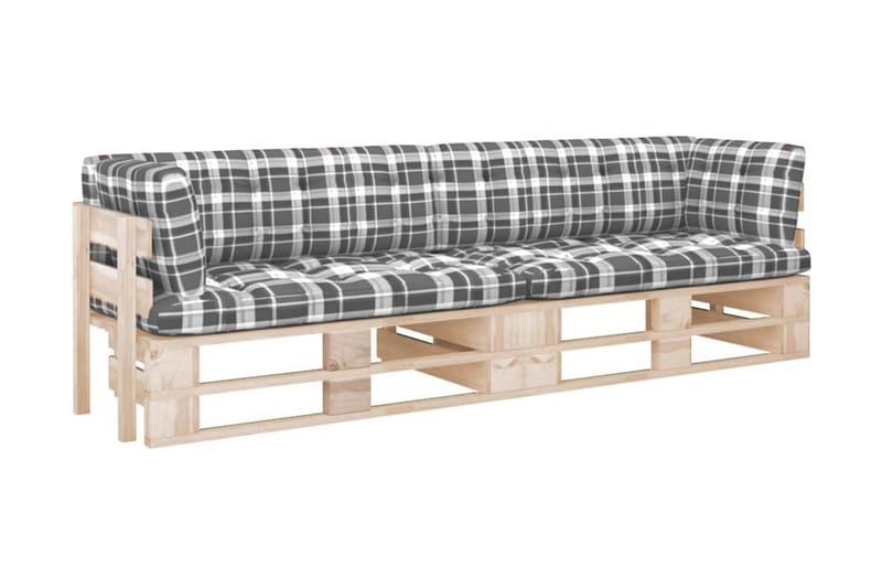 Pallsoffa Utomhus 2-sits med dynor impregnerad furu - Brun - Utemöbler - Utesoffor & bänkar - Loungesoffa