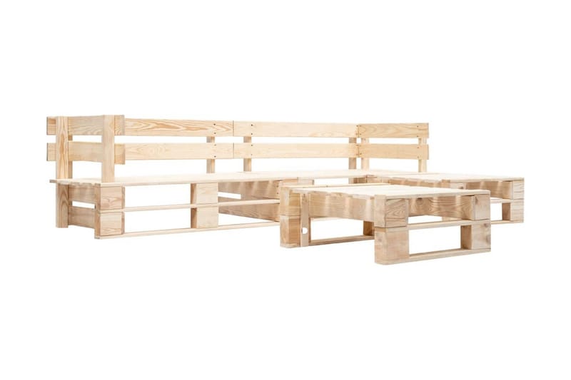 Pallsoffa Utomhus 4 delar med grå dynor trä - Grå - Utemöbler - Utesoffor & bänkar - Loungesoffa