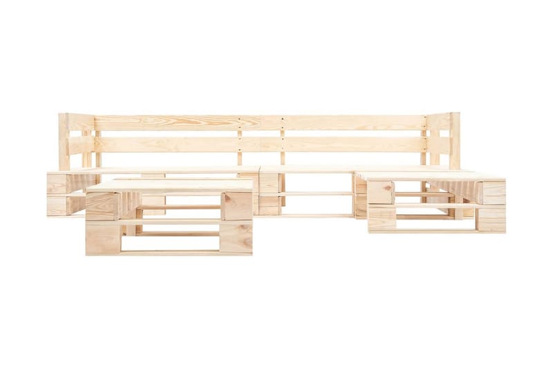 Pallsoffa Utomhus 4 delar med sandfärgade dynor trä - Beige - Utemöbler - Utesoffor & bänkar - Loungesoffa