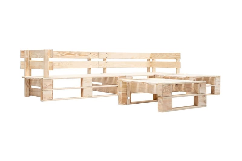 Pallsoffa Utomhus 4 delar naturligt trä - Brun - Utemöbler - Utesoffor & bänkar - Loungesoffa