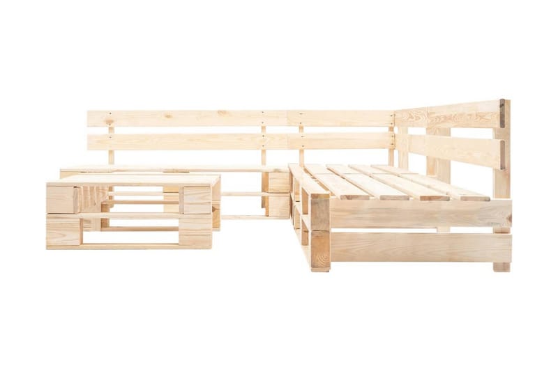 Pallsoffa Utomhus 4 delar naturligt trä - Brun - Utemöbler - Utesoffor & bänkar - Loungesoffa