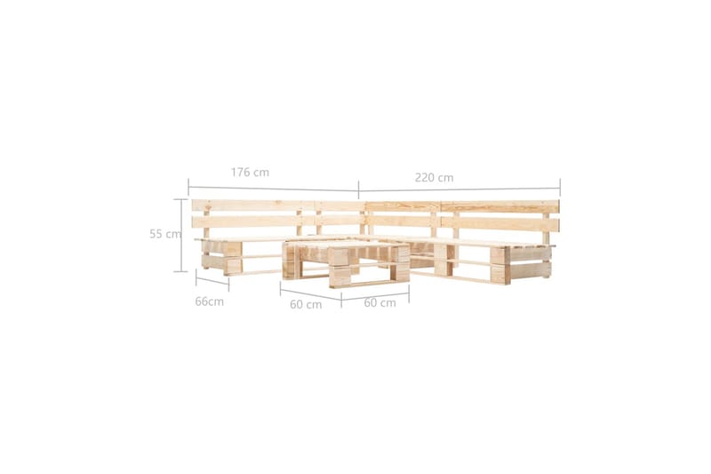 Pallsoffa Utomhus 4 delar naturligt trä - Brun - Utemöbler - Utesoffor & bänkar - Loungesoffa