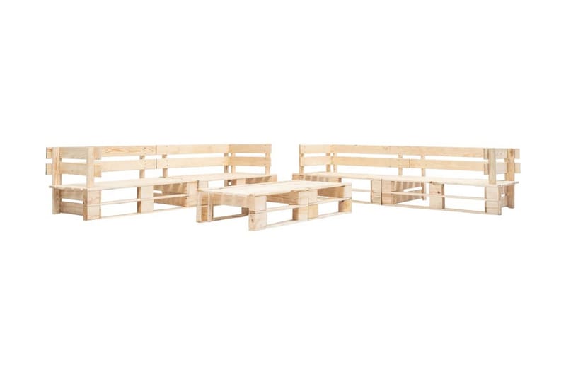 Pallsoffa Utomhus 6 delar med grå dynor trä - Grå - Utemöbler - Utesoffor & bänkar - Loungesoffa