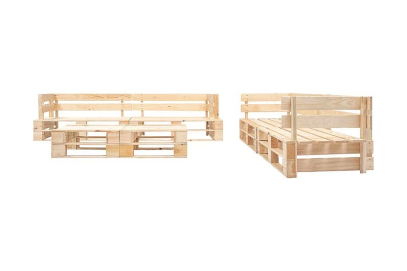 Pallsoffa Utomhus 6 delar med sandfärgade dynor trä - Beige - Utemöbler - Utesoffor & bänkar - Loungesoffa