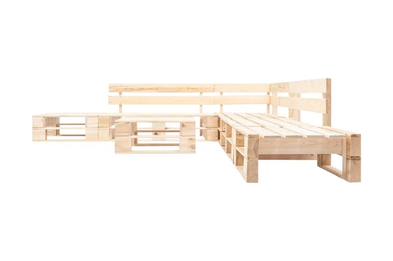Pallsoffa Utomhus 6 delar naturligt trä - Brun - Utemöbler - Utesoffor & bänkar - Loungesoffa