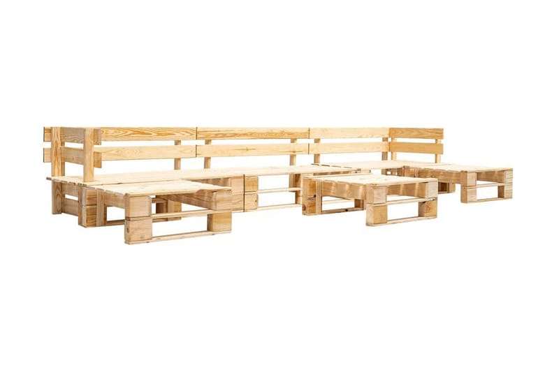 Pallsoffa Utomhus 6 delar naturligt trä - Brun - Utemöbler - Utesoffor & bänkar - Loungesoffa