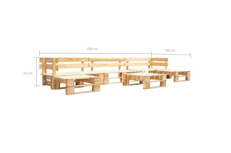 Pallsoffa Utomhus 6 delar naturligt trä - Brun - Utemöbler - Utesoffor & bänkar - Loungesoffa