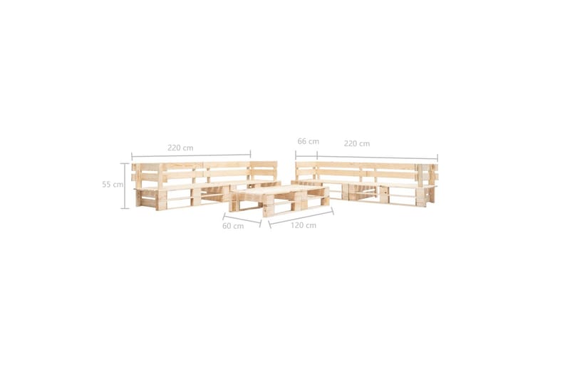 Pallsoffa Utomhus 6 delar trä naturligt - Brun - Utemöbler - Utesoffor & bänkar - Loungesoffa