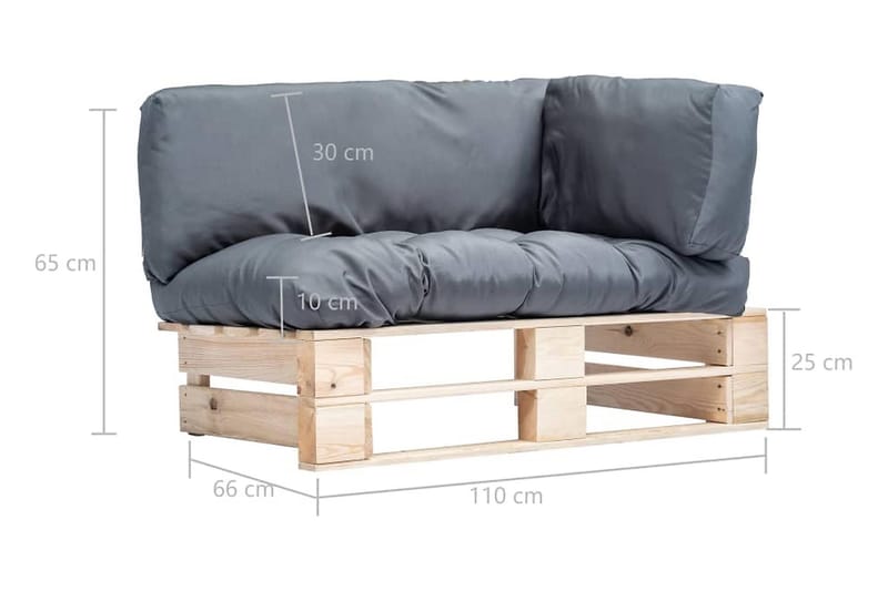 Pallsoffa Utomhus med gråa dynor furu - Grå - Utemöbler - Utesoffor & bänkar - Loungesoffa