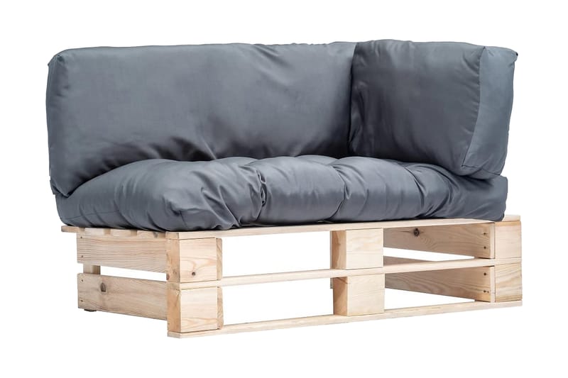 Pallsoffa Utomhus med gråa dynor furu - Grå - Utemöbler - Utesoffor & bänkar - Loungesoffa