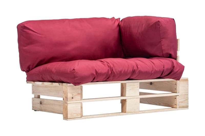 Pallsoffa Utomhus med röda dynor furu - Röd - Utemöbler - Utesoffor & bänkar - Loungesoffa