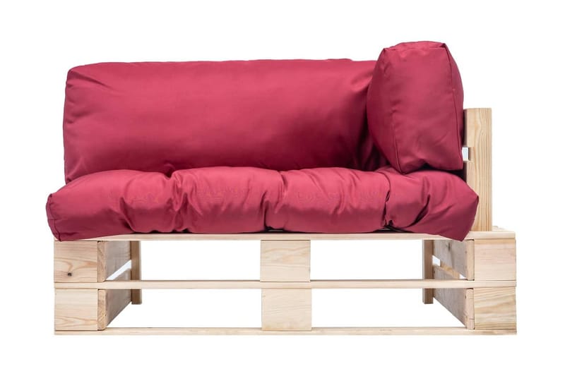 Pallsoffa Utomhus med röda dynor furu - Röd - Utemöbler - Utesoffor & bänkar - Loungesoffa