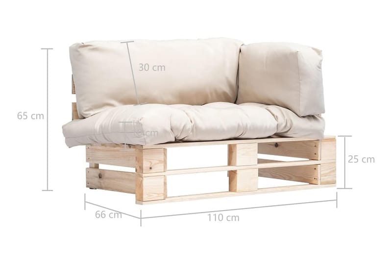 Pallsoffa Utomhus med sandfärgade dynor furu - Beige - Utemöbler - Utesoffor & bänkar - Loungesoffa