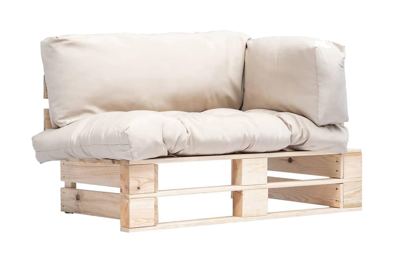 Pallsoffa Utomhus med sandfärgade dynor furu - Beige - Utemöbler - Utesoffor & bänkar - Loungesoffa