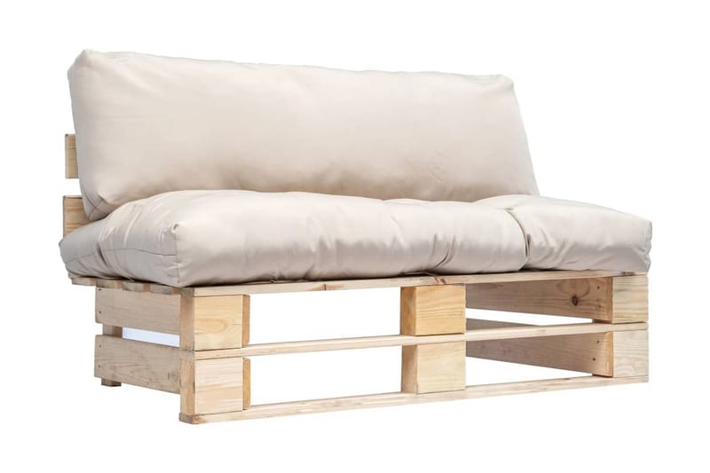 Pallsoffa Utomhus med sandfärgade dynor furu - Beige - Utemöbler - Utesoffor & bänkar - Loungesoffa