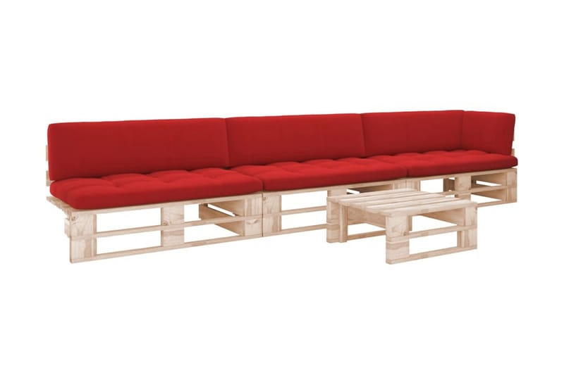 Pallsoffgrupp Utomhus med dynor 4 delar impregnerad furu - Brun - Utemöbler - Utesoffor & bänkar - Loungesoffa