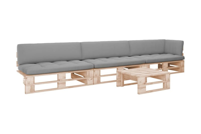 Pallsoffgrupp Utomhus med dynor 4 delar impregnerad furu - Brun - Utemöbler - Utesoffor & bänkar - Loungesoffa