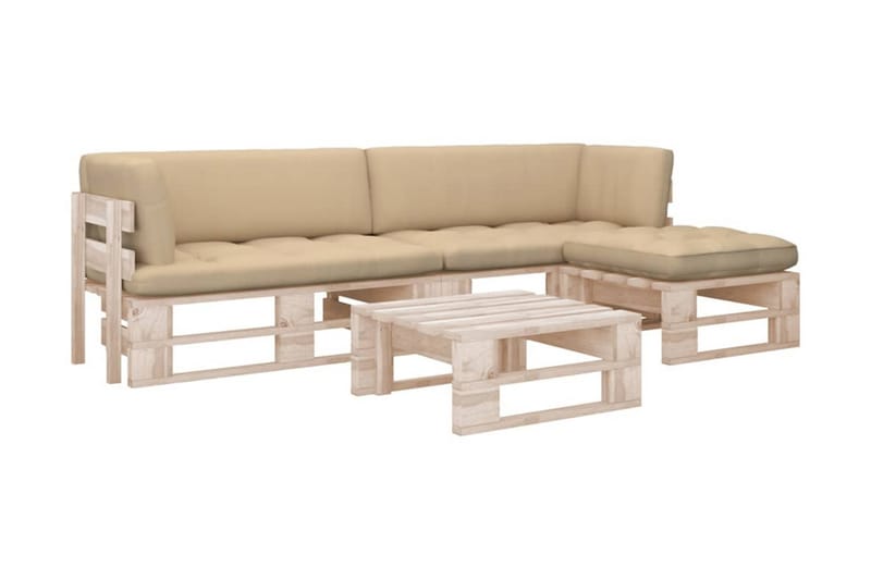 Pallsoffgrupp Utomhus med dynor 4 delar impregnerad furu - Brun - Utemöbler - Utesoffor & bänkar - Loungesoffa