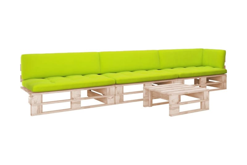 Pallsoffgrupp Utomhus med dynor 4 delar impregnerad furu - Brun - Utemöbler - Utesoffor & bänkar - Loungesoffa