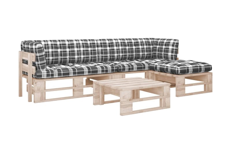 Pallsoffgrupp Utomhus med dynor 4 delar impregnerad furu - Brun - Utemöbler - Utesoffor & bänkar - Loungesoffa