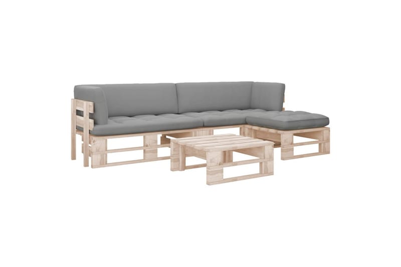 Pallsoffgrupp Utomhus med dynor 4 delar impregnerad furu - Brun - Utemöbler - Utesoffor & bänkar - Loungesoffa