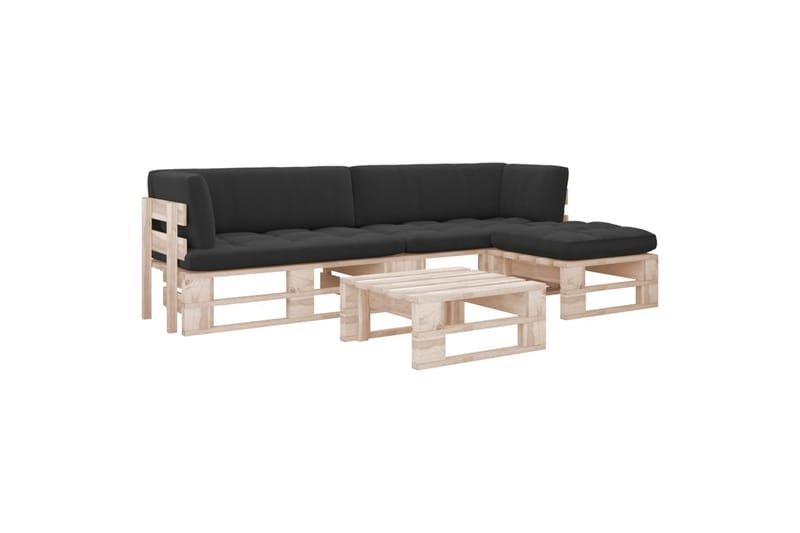 Pallsoffgrupp Utomhus med dynor 4 delar impregnerad furu - Brun - Utemöbler - Utesoffor & bänkar - Loungesoffa