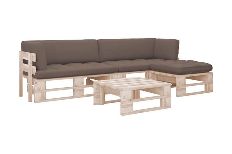 Pallsoffgrupp Utomhus med dynor 4 delar impregnerad furu - Brun - Utemöbler - Utesoffor & bänkar - Loungesoffa