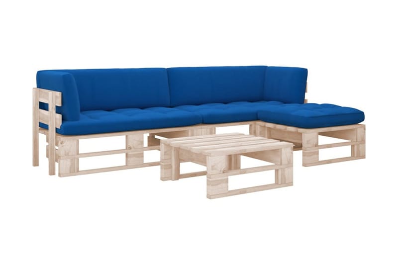 Pallsoffgrupp Utomhus med dynor 4 delar impregnerad furu - Brun - Utemöbler - Utesoffor & bänkar - Loungesoffa