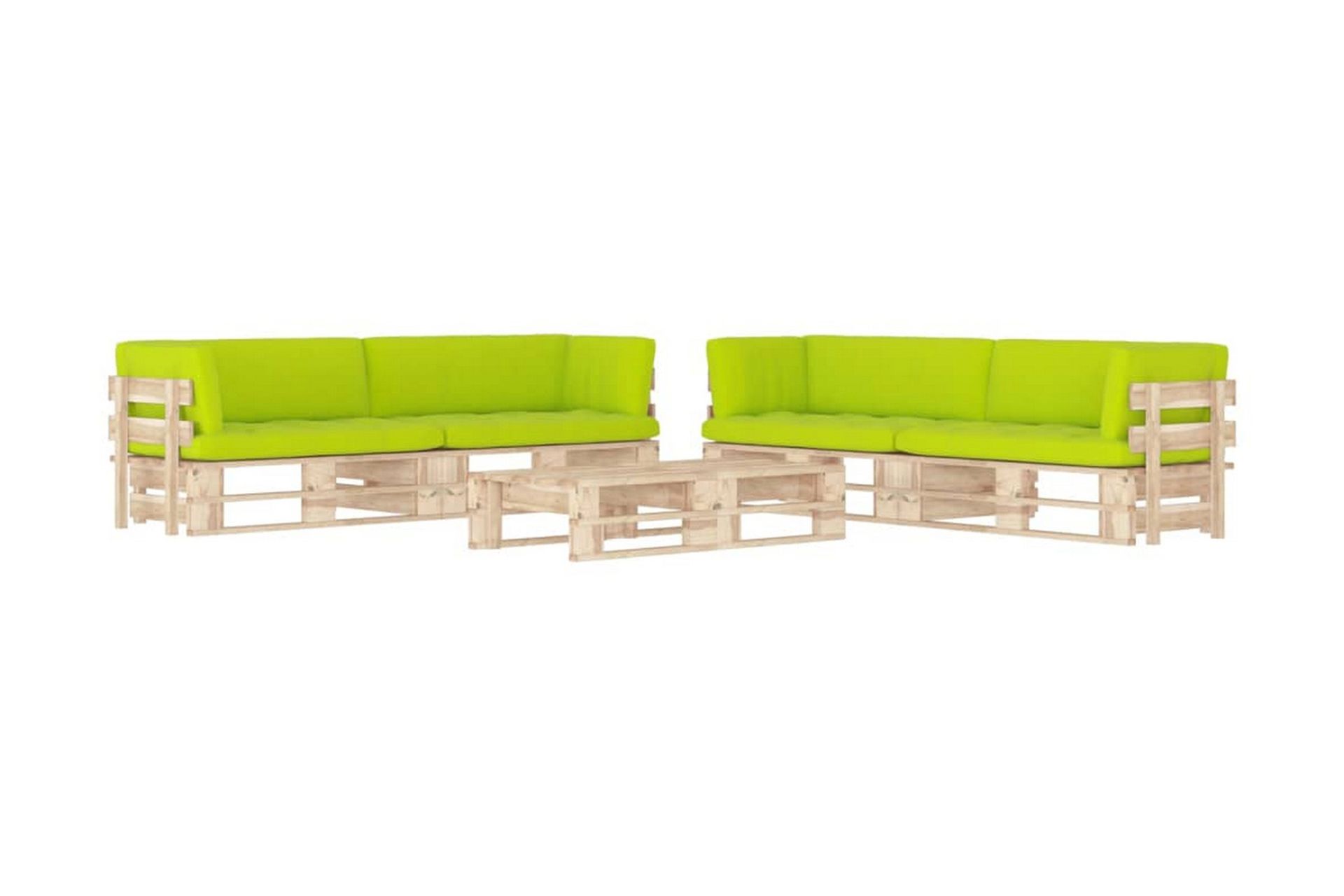 Pallsoffgrupp Utomhus med dynor 6 delar impregnerad furu - Brun - Utemöbler - Utesoffor & bänkar - Loungesoffa