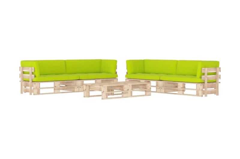 Pallsoffgrupp Utomhus med dynor 6 delar impregnerad furu - Brun - Utemöbler - Utesoffor & bänkar - Loungesoffa