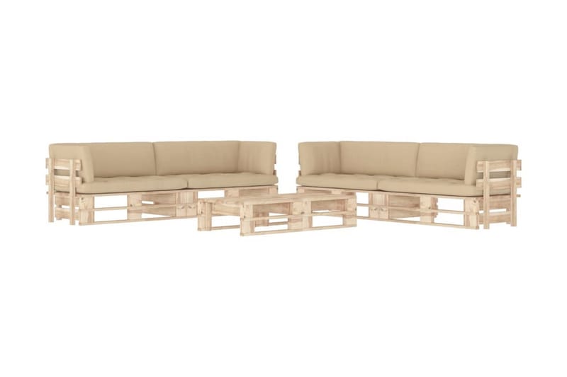 Pallsoffgrupp Utomhus med dynor 6 delar impregnerad furu - Brun - Utemöbler - Utesoffor & bänkar - Loungesoffa
