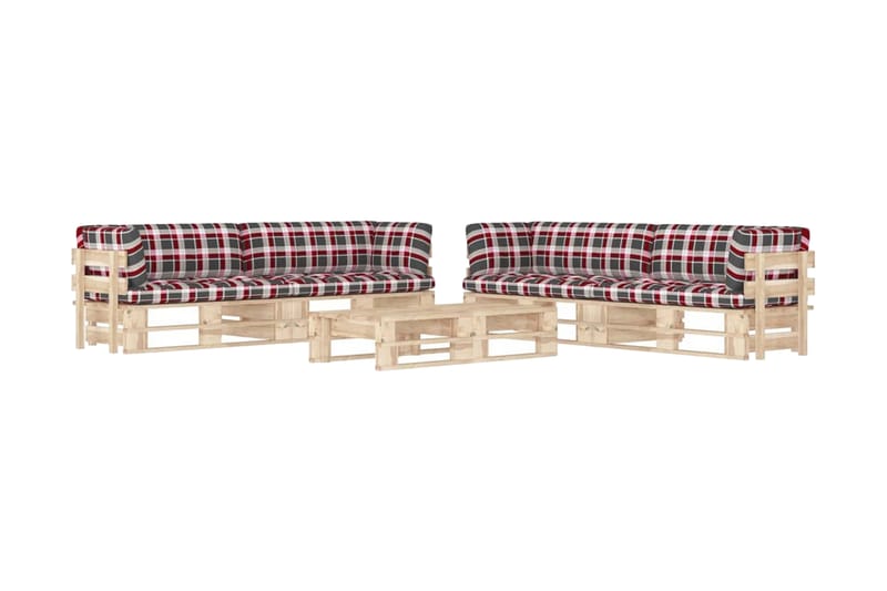 Pallsoffgrupp Utomhus med dynor 6 delar impregnerad furu - Brun - Utemöbler - Utesoffor & bänkar - Loungesoffa