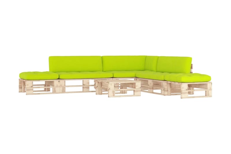Pallsoffgrupp Utomhus med dynor 6 delar impregnerad furu - Brun - Utemöbler - Utesoffor & bänkar - Loungesoffa