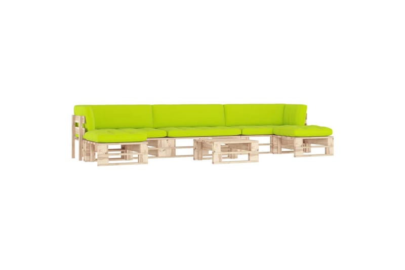 Pallsoffgrupp Utomhus med dynor 6 delar impregnerad furu - Brun - Utemöbler - Utesoffor & bänkar - Loungesoffa