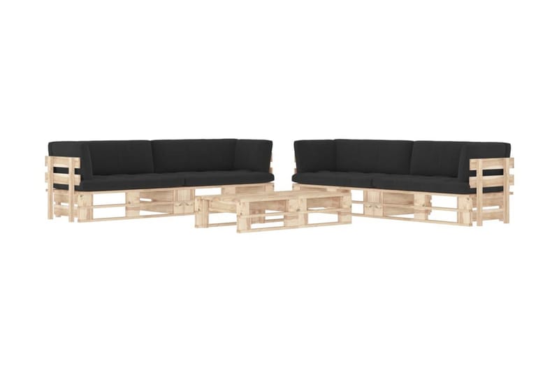 Pallsoffgrupp Utomhus med dynor 6 delar impregnerad furu - Brun - Utemöbler - Utesoffor & bänkar - Loungesoffa