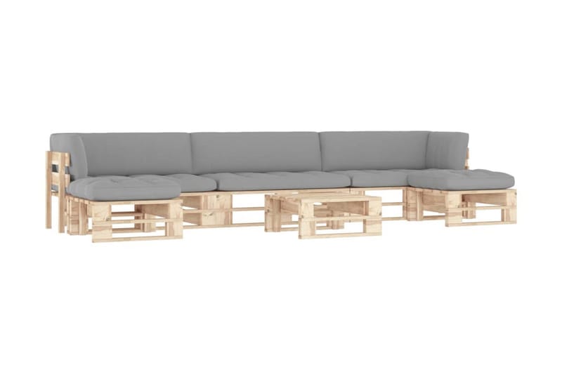 Pallsoffgrupp Utomhus med dynor 6 delar impregnerad furu - Brun - Utemöbler - Utesoffor & bänkar - Loungesoffa