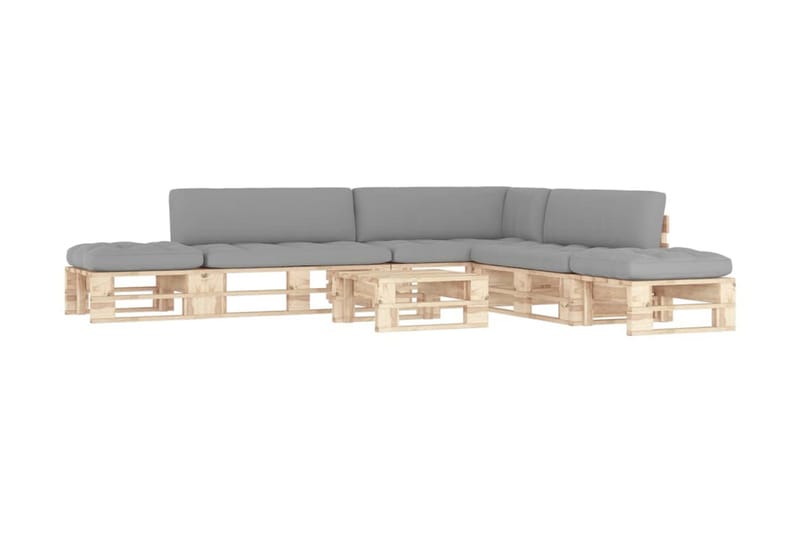 Pallsoffgrupp Utomhus med dynor 6 delar impregnerad furu - Brun - Utemöbler - Utesoffor & bänkar - Loungesoffa