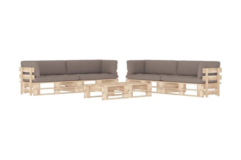 Pallsoffgrupp Utomhus med dynor 6 delar impregnerad furu - Brun - Utemöbler - Utesoffor & bänkar - Loungesoffa