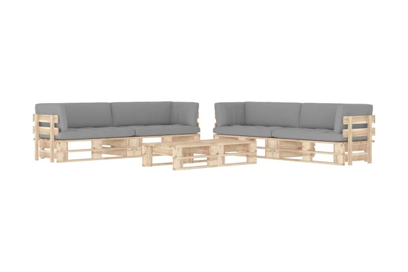 Pallsoffgrupp Utomhus med dynor 6 delar impregnerad furu - Brun - Utemöbler - Utesoffor & bänkar - Loungesoffa