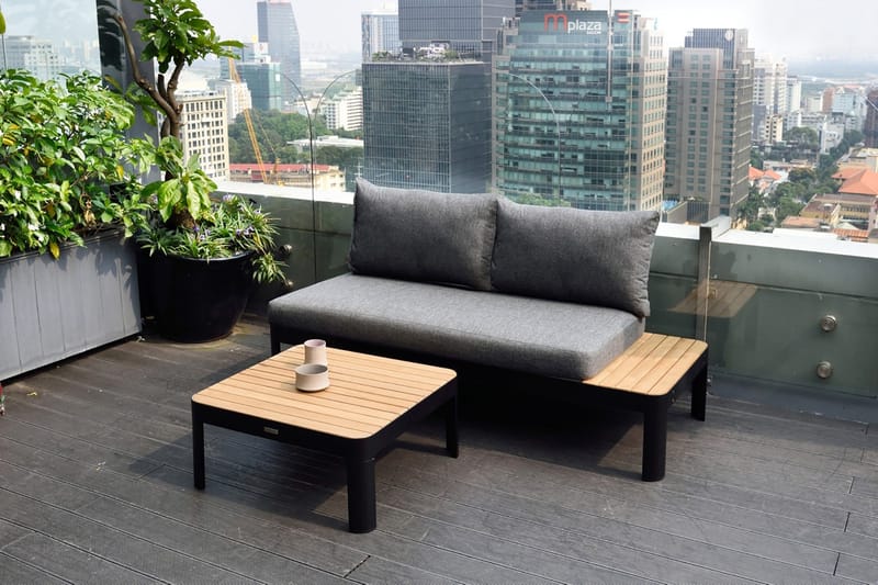 Portals 2-sits Utesoffa - Teak/Svart - Utemöbler - Utesoffor & bänkar - Loungesoffa