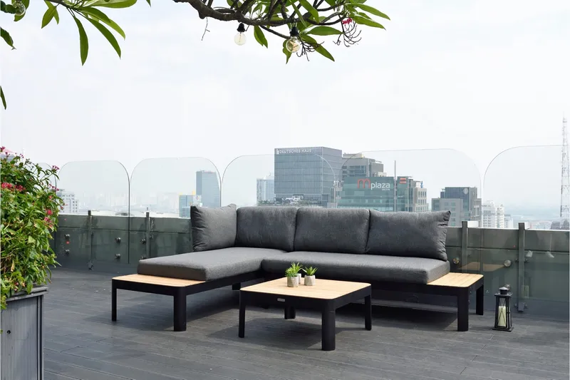 Portals 2-sits Utesoffa - Teak/Svart - Utemöbler - Utesoffor & bänkar - Loungesoffa