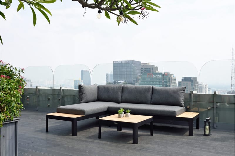 Portals 2-sits Utesoffa - Teak/Svart - Utemöbler - Utesoffor & bänkar - Loungesoffa