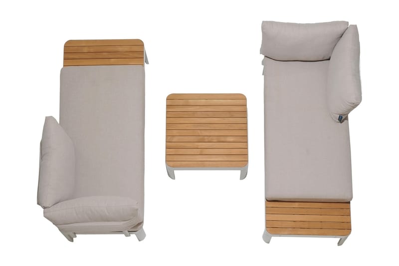 PORTALS 2-sits Utesoffa Vit/Teak - Utemöbler - Utesoffor & bänkar - Loungesoffa