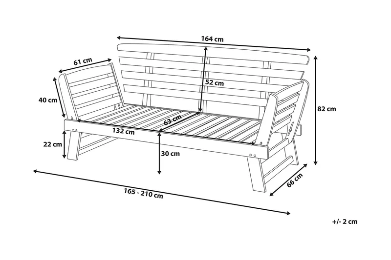 Portici Trädgårdssoffa 210 cm - Trä/Natur - Utemöbler - Utesoffor & bänkar - Loungesoffa