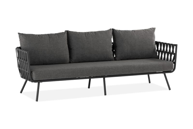 SANDINA 3-sits Utesoffa Rep/Svart/Grå - Utemöbler - Utesoffor & bänkar - Loungesoffa