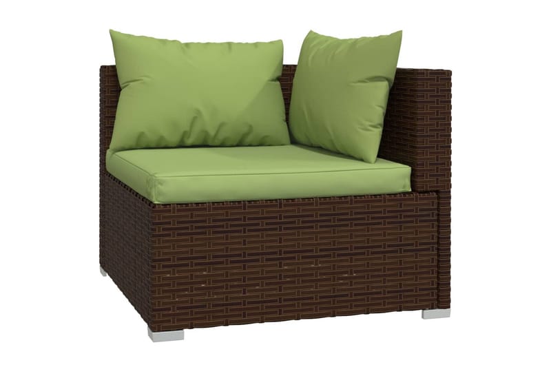 Utesoffa 2-sits med dynor konstrotting brun - Brun/Grön - Utemöbler - Utesoffor & bänkar - Loungesoffa