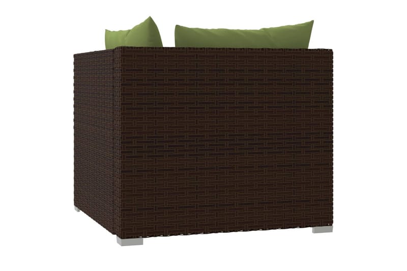 Utesoffa 2-sits med dynor konstrotting brun - Brun/Grön - Utemöbler - Utesoffor & bänkar - Loungesoffa
