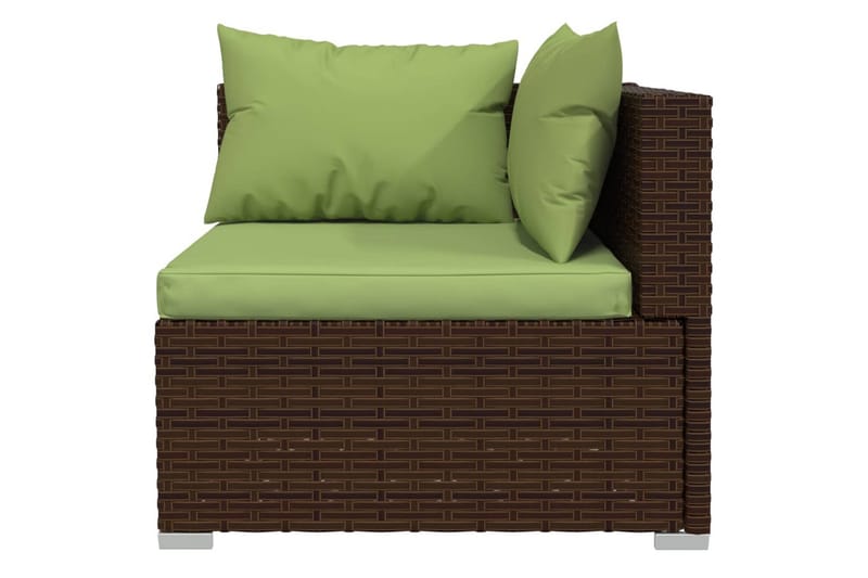 Utesoffa 2-sits med dynor konstrotting brun - Brun/Grön - Utemöbler - Utesoffor & bänkar - Loungesoffa