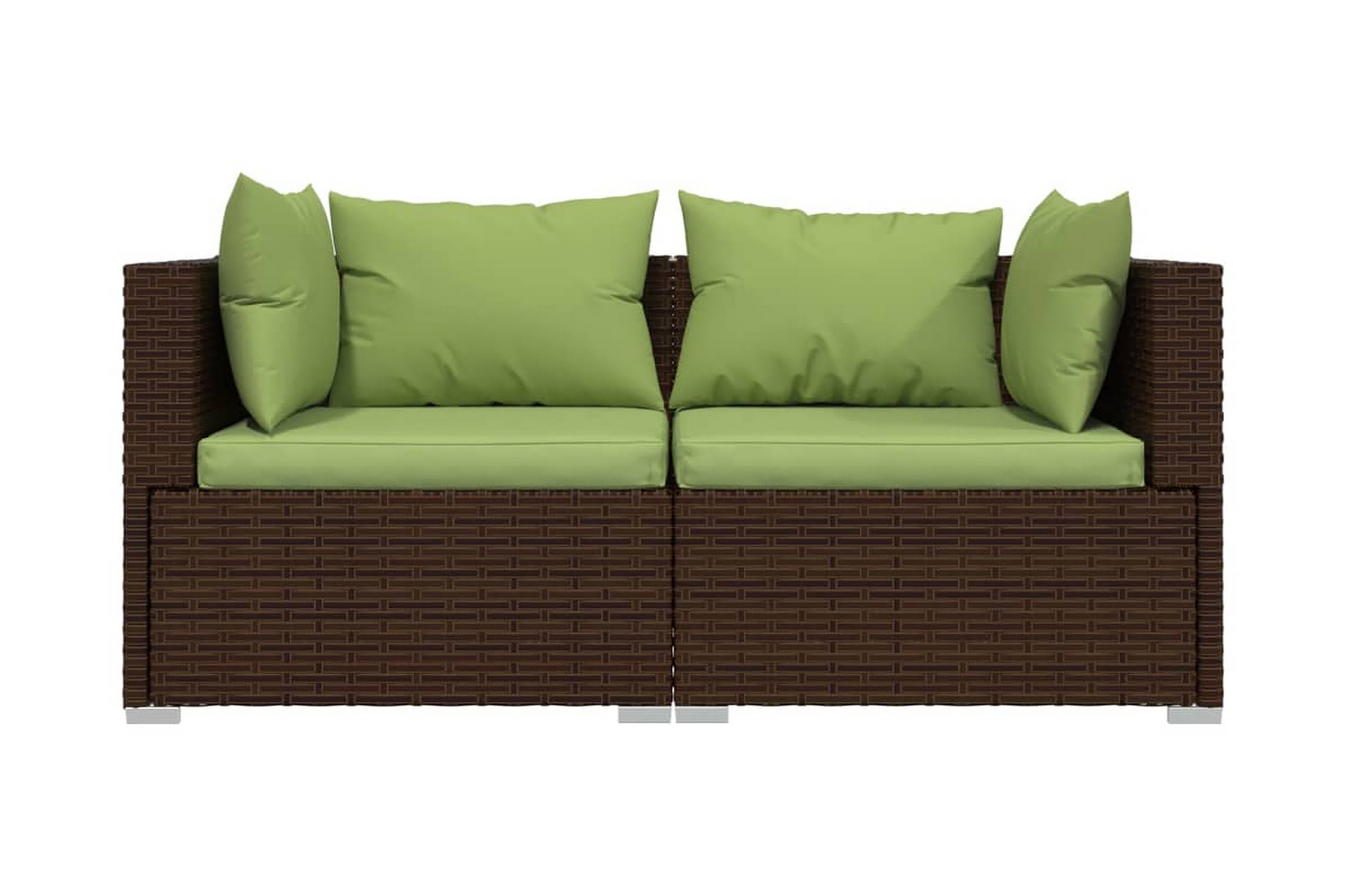 Soffa 2-sits med dynor konstrotting brun – Brun/Grön